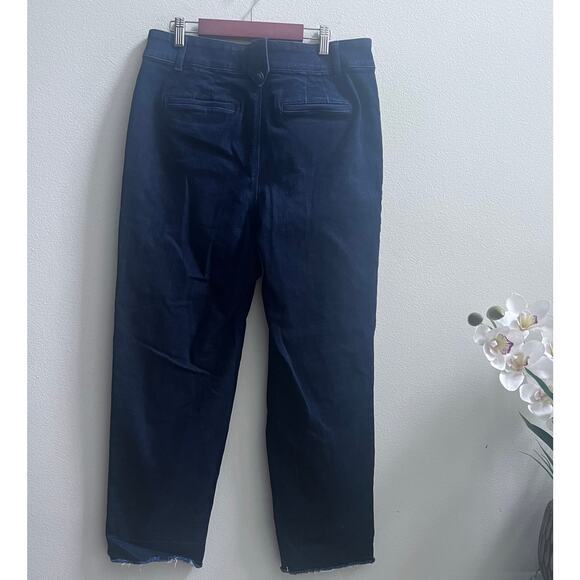 Talbots High Rise Wide Leg Sailor Jeans 10‎ Blue Dark Wash Women's Raw Hem - Picture 2 of 10